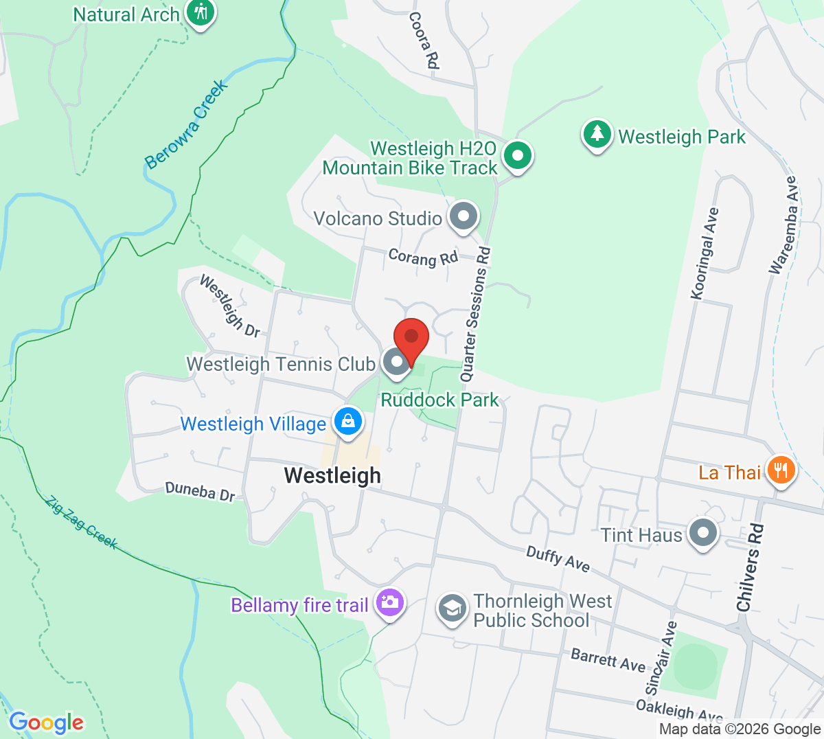 Map of Westleigh Tennis Courts