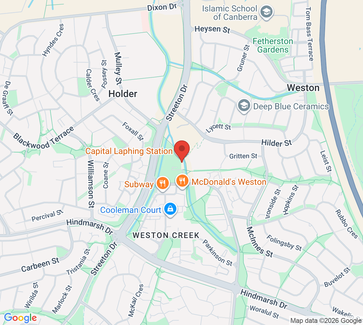 Map of Weston Creek Tennis Club