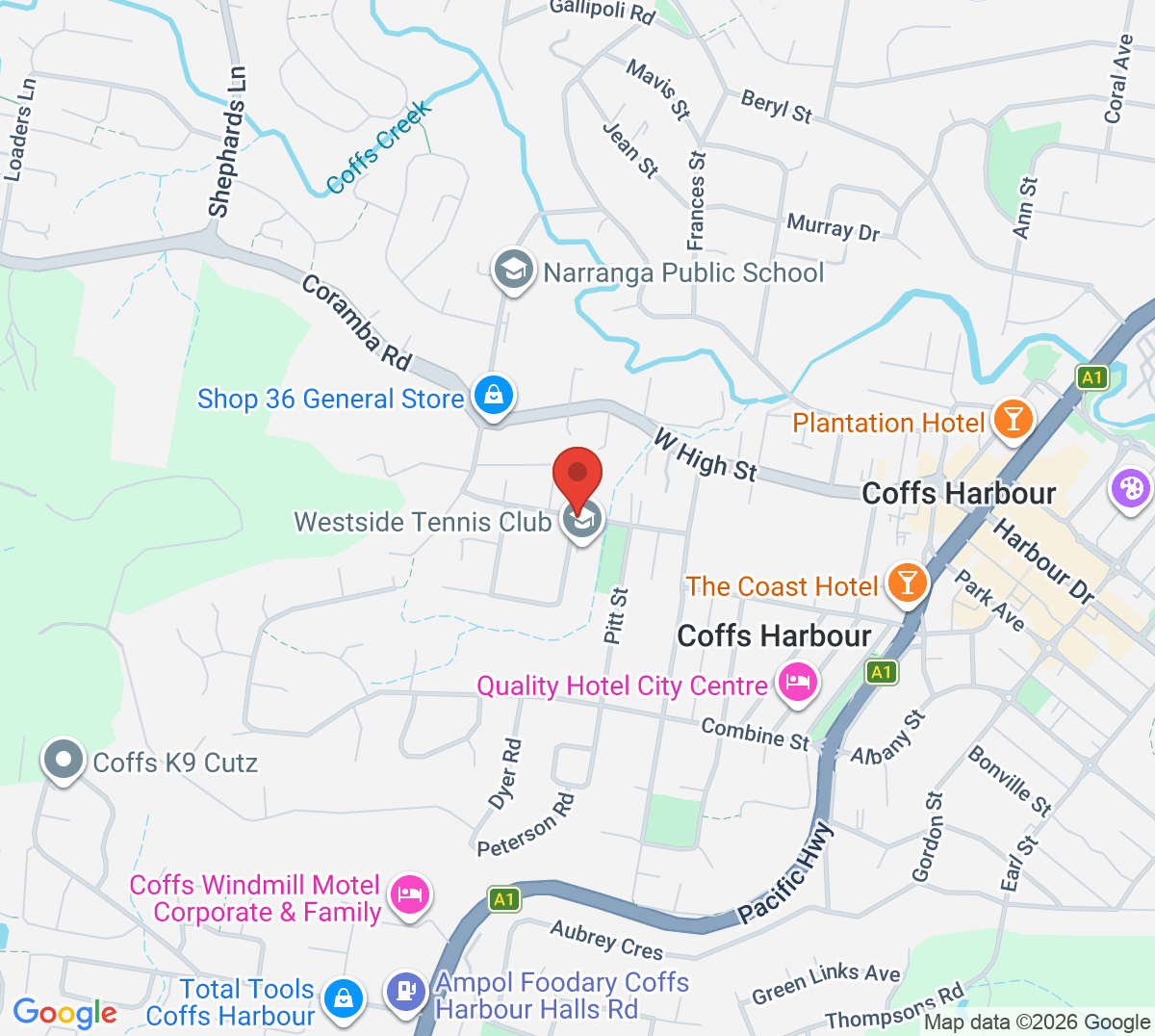 Map of Westside Tennis Club