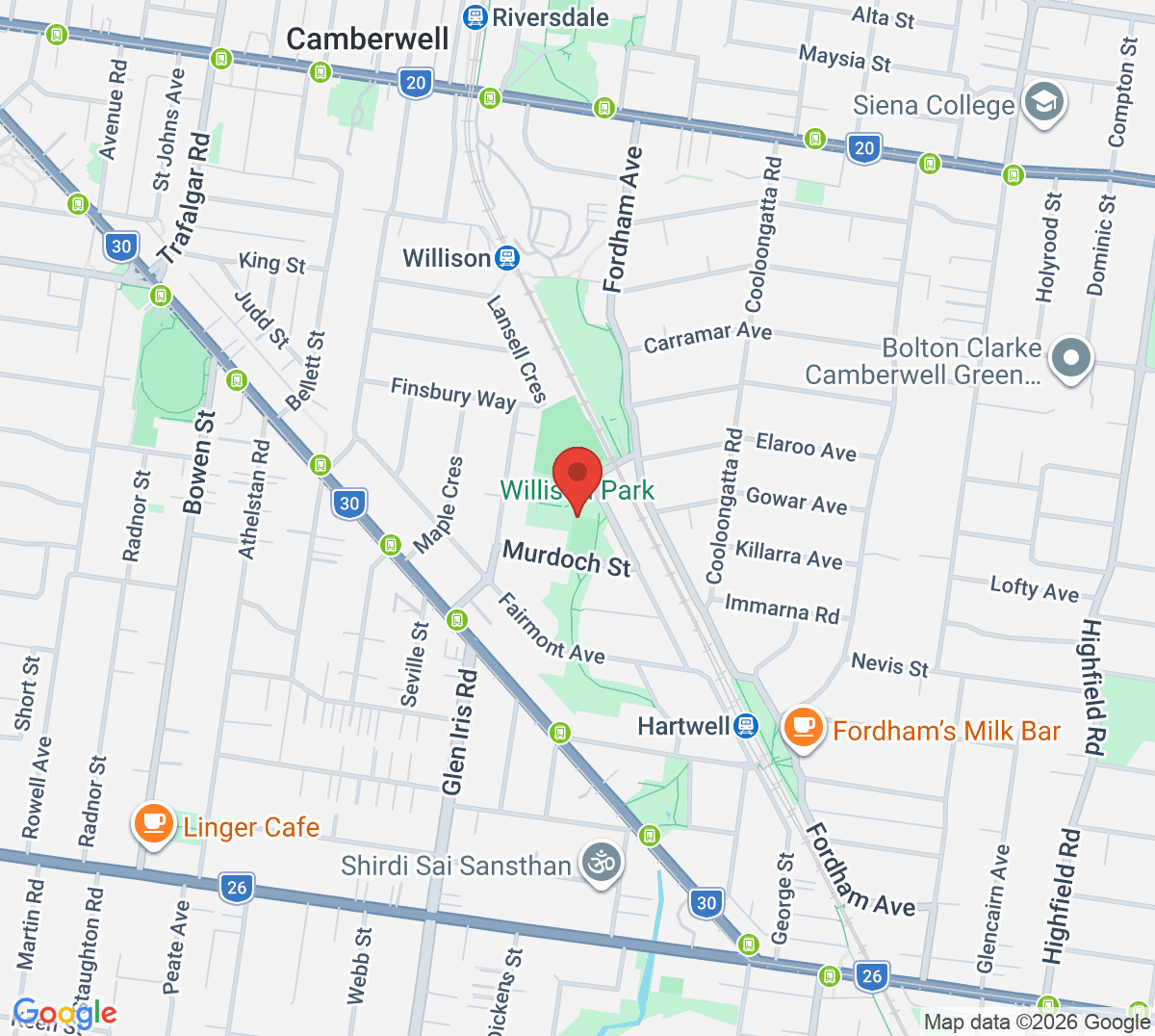 Map of Willison Park Tennis Club