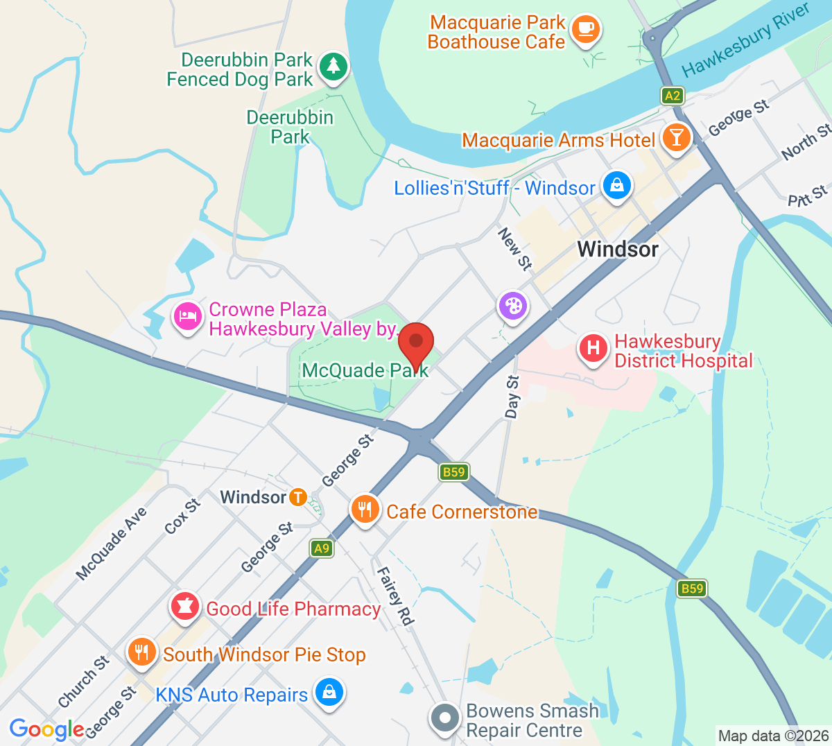 Map of Windsor Tennis Courts