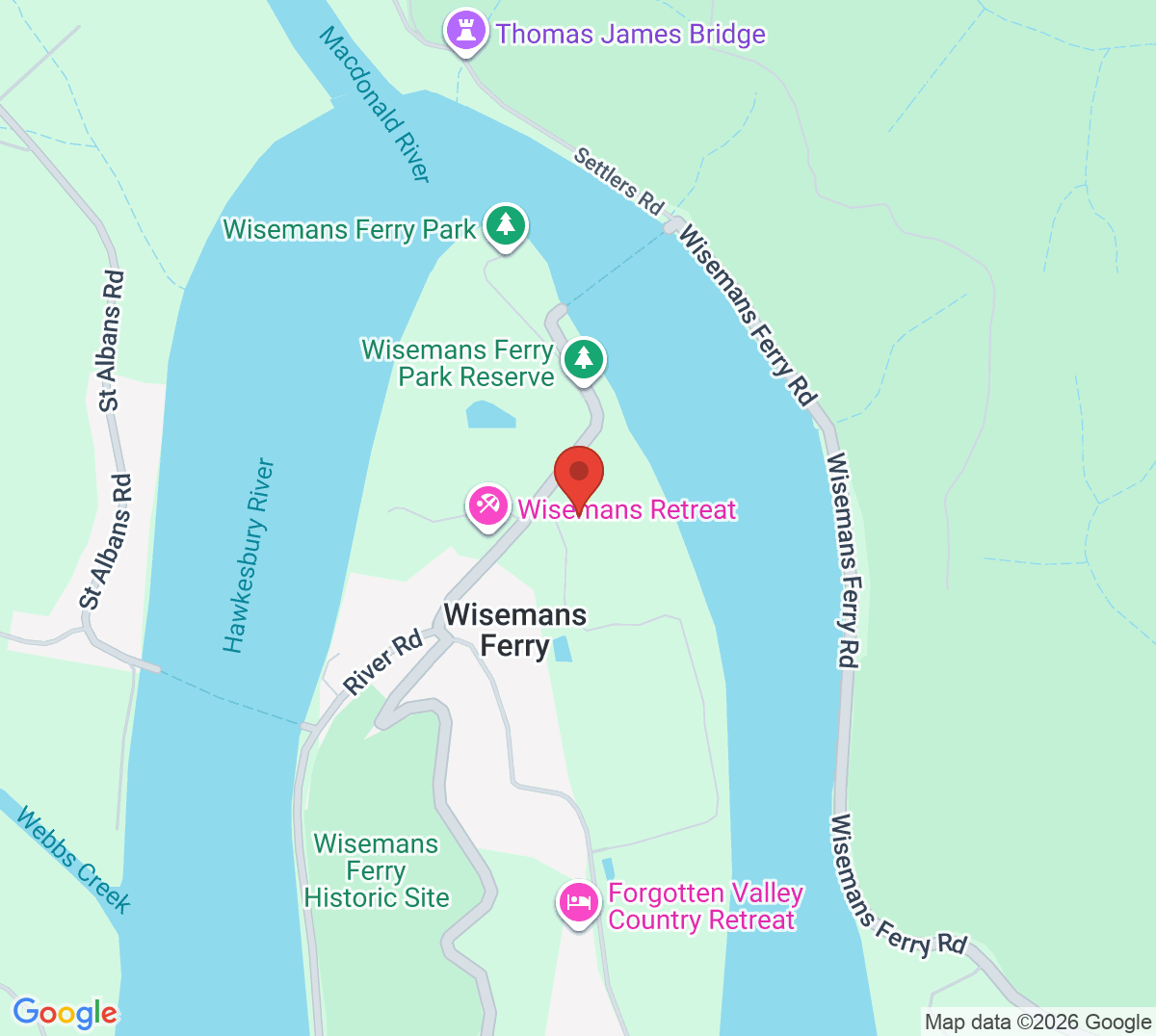 Map of Wisemans Ferry Tennis Courts