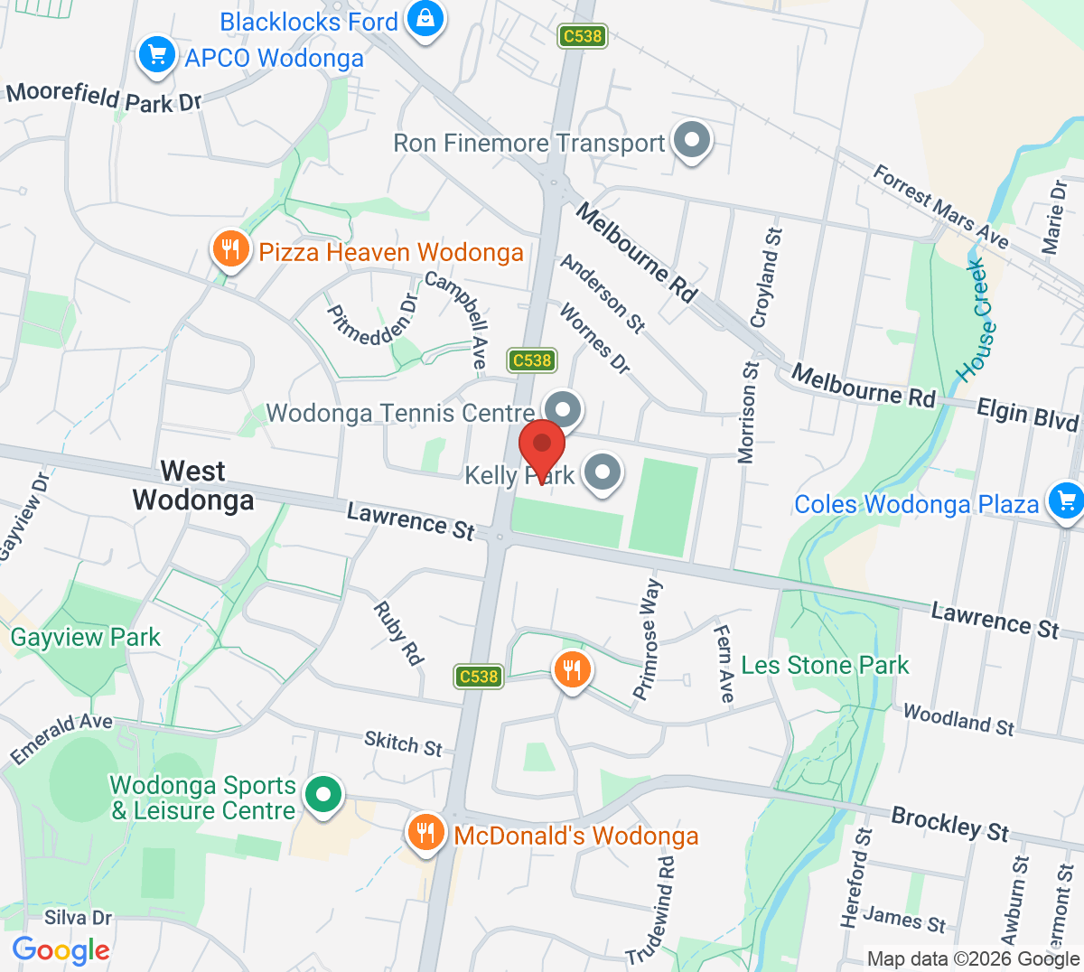 Map of Wodonga Tennis Centre