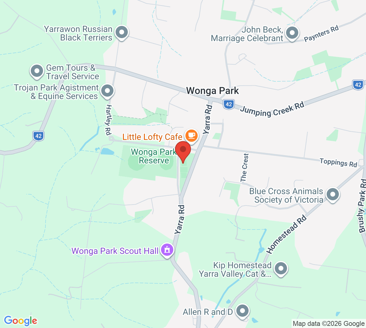Map of Wonga Park Tennis Club