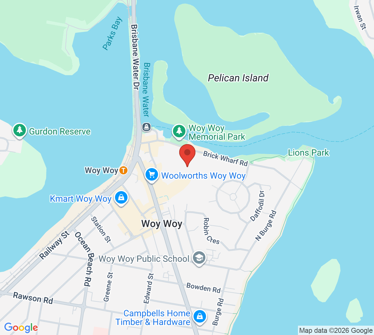 Map of Woy Woy Tennis Club
