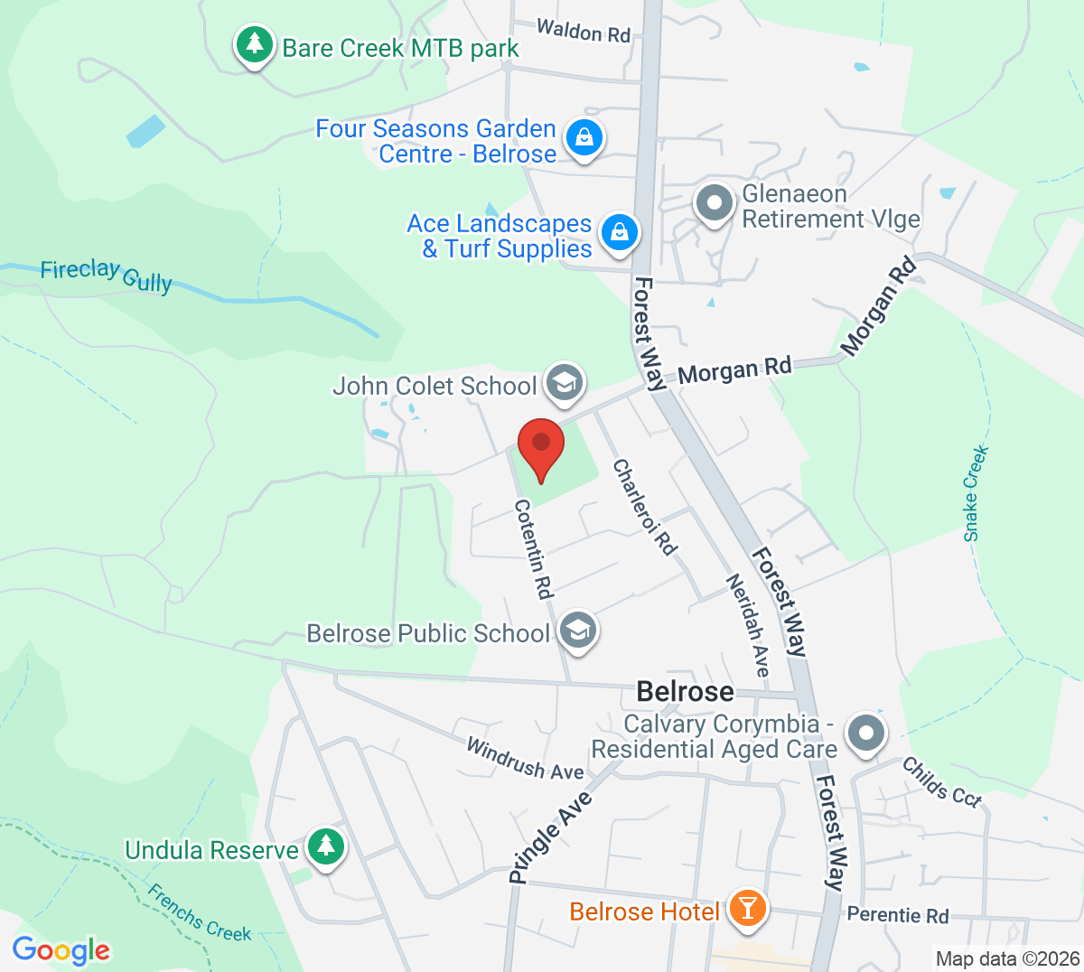 Map of Wyatt Park Tennis Centre