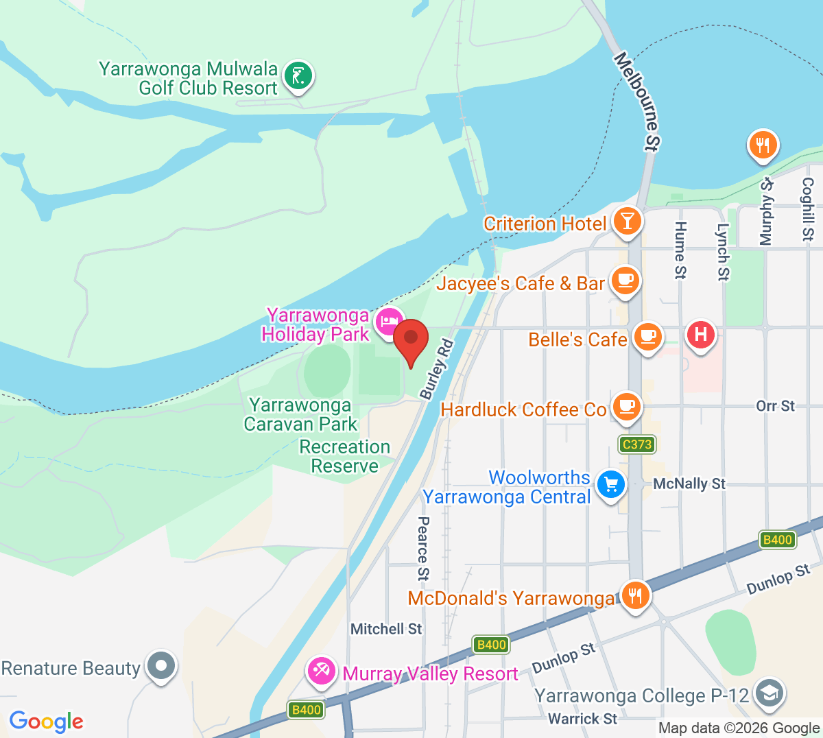 Map of Yarrawonga Lawn Tennis Club